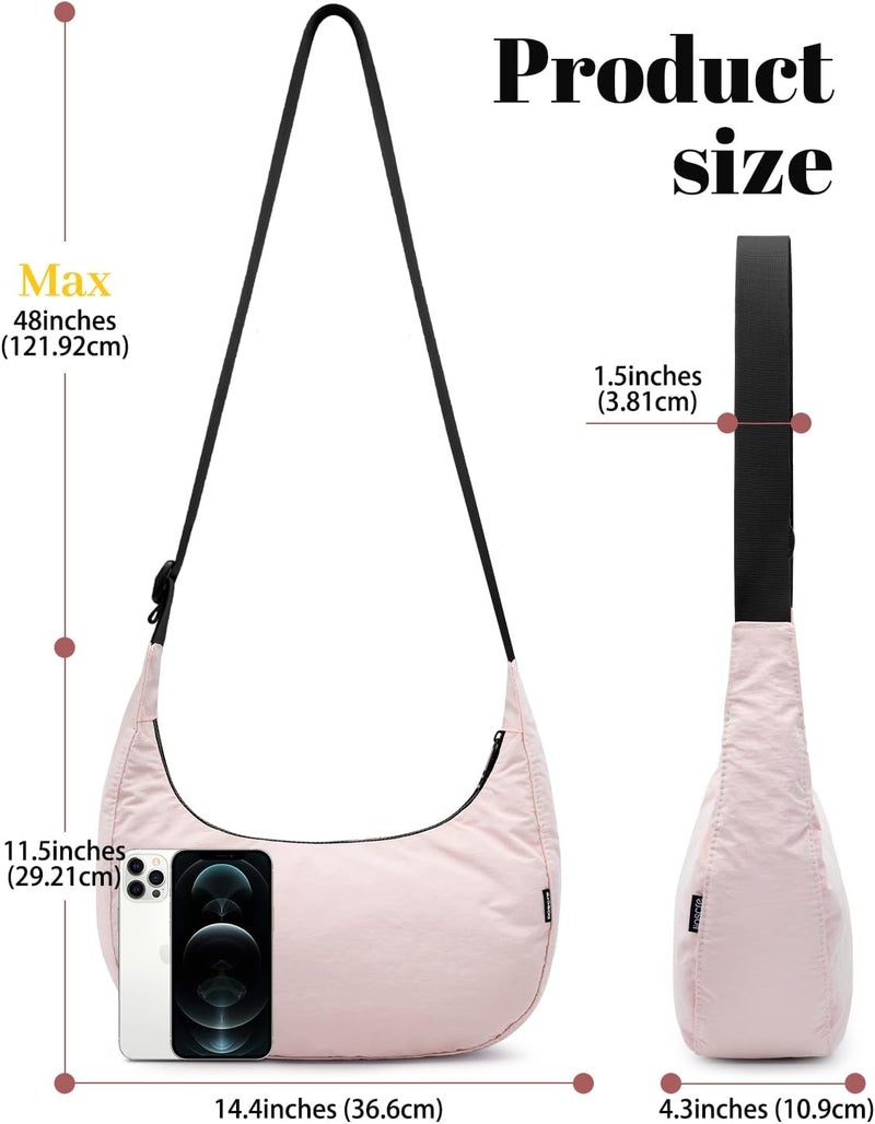 Iioscre Medium Crossbody Crescent Bag for Women Men Trendy, Nylon Crossbody Hobo Bag with Adjustable Strap and Inner Pockets. - Image 2